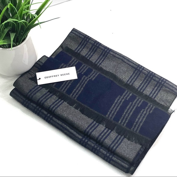 Geoffrey Beene Men’s Winter Scarf Plaid Lightweight Reversible New - Picture 1 of 12
